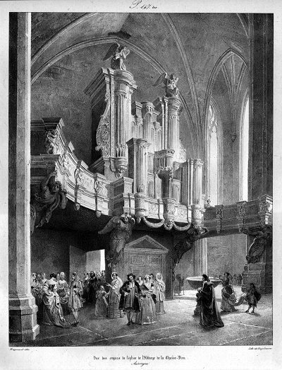 Gravure de l'orgue de la Chaise Dieu